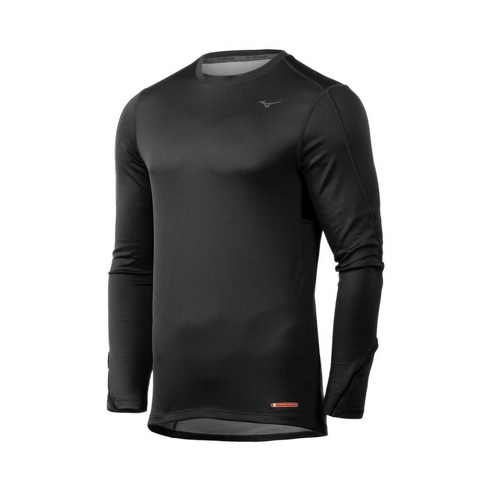 Mens Mizuno Breath Thermo® Long Sleeve Base Layer Black Philippines (XNFOPW068)